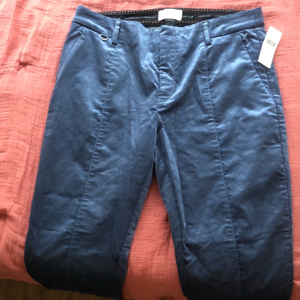 Blue suede Anthropologie slacks